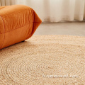 Matte de tapis de paille rond à fibre naturelle naturel